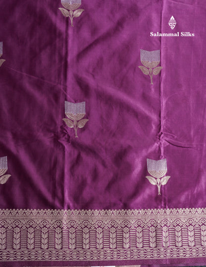 Beautiful Magenta Russian Silk Saree With Fancy Self Border