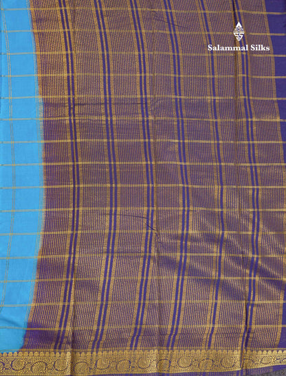 Beautiful Chilly Red Zari Checks Semi Mysore Silk Saree With Contrast Green Small Traditional Border