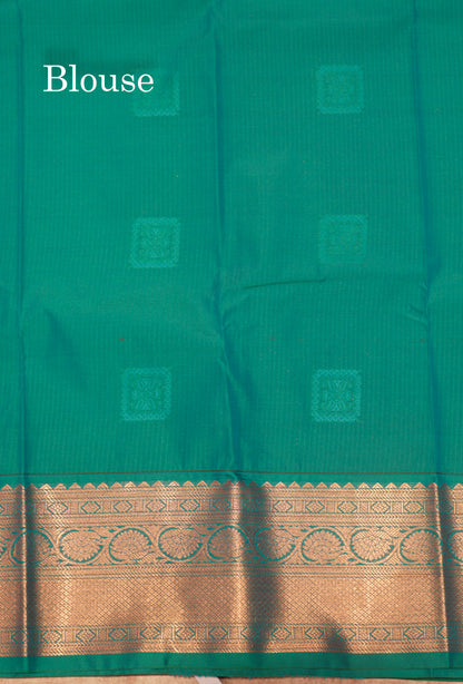 Orange Colour Zari Lines Semi Silk Saree With Saffire Green Border