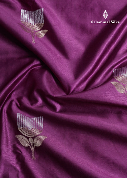 Beautiful Magenta Russian Silk Saree With Fancy Self Border