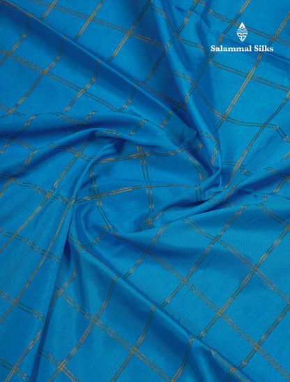 Beautiful Chilly Red Zari Checks Semi Mysore Silk Saree With Contrast Green Small Traditional Border