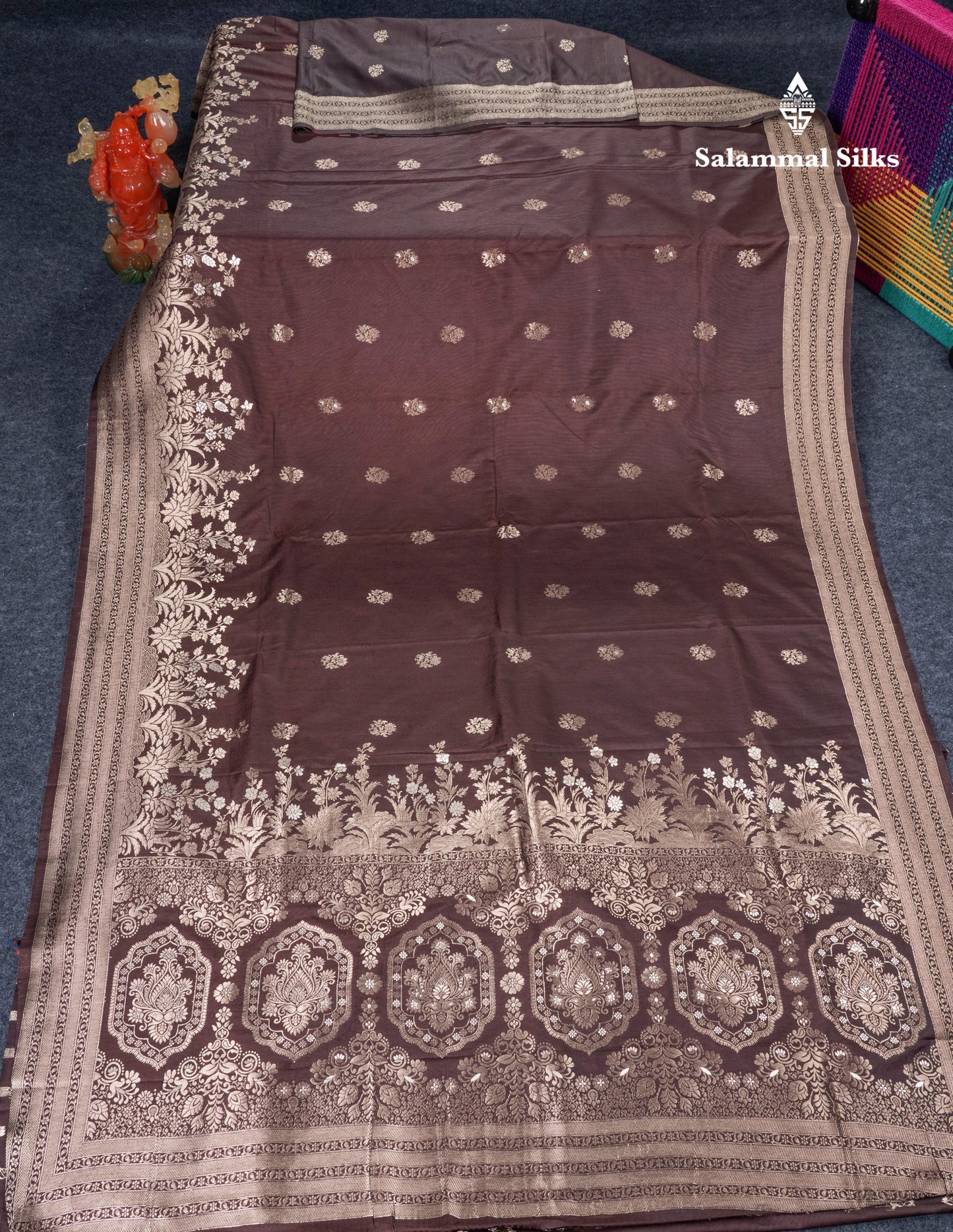 Brown Semi Raw Silk Saree With Fancy Self Border