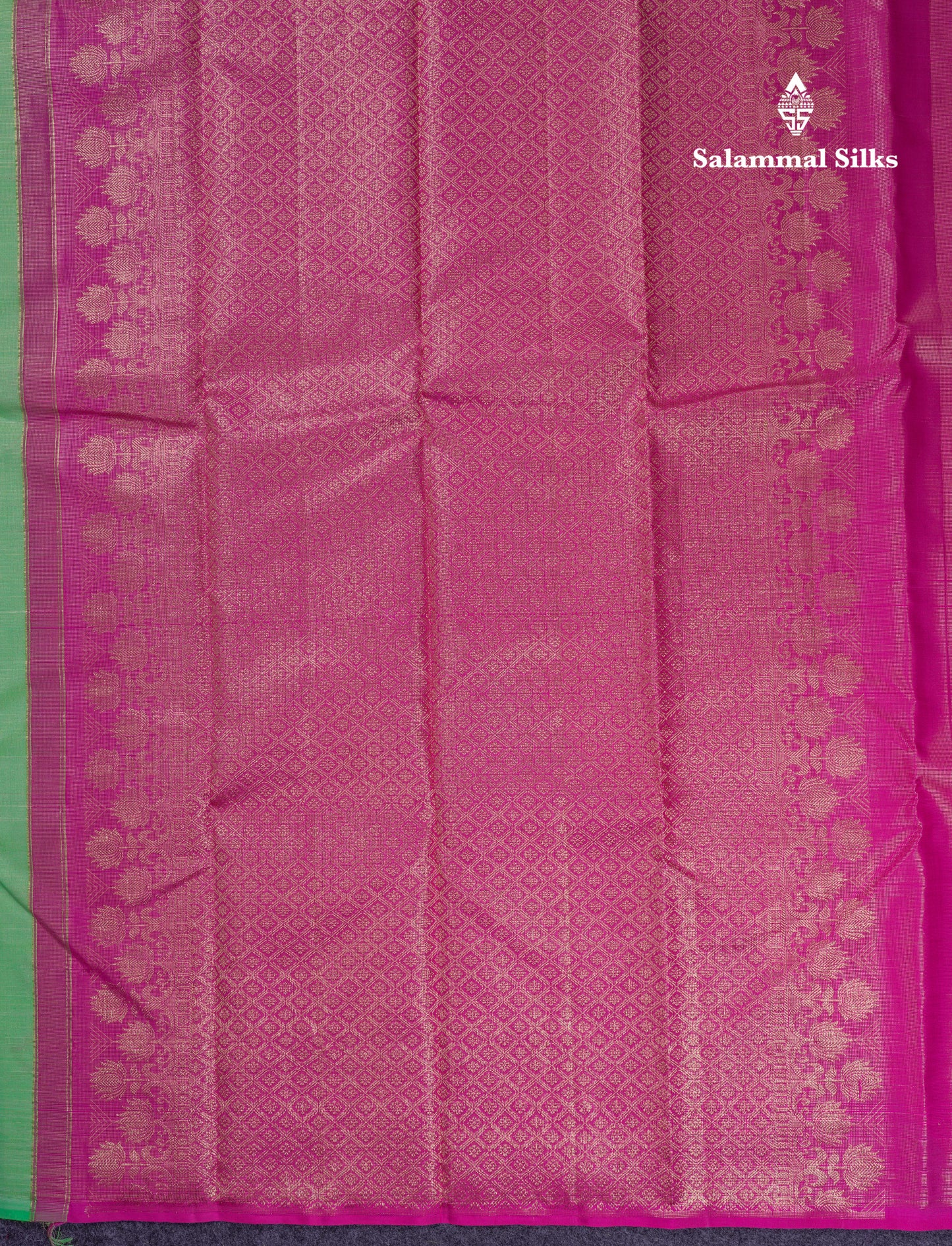 Beautiful Parrot Green Vaira Oosi Fancy Pure Kanjivaram Silk Saree With Contrast Pink Blouse