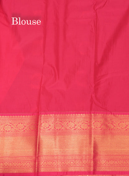 Blue Colour Small Checks Semi Silk Saree With Pink Border