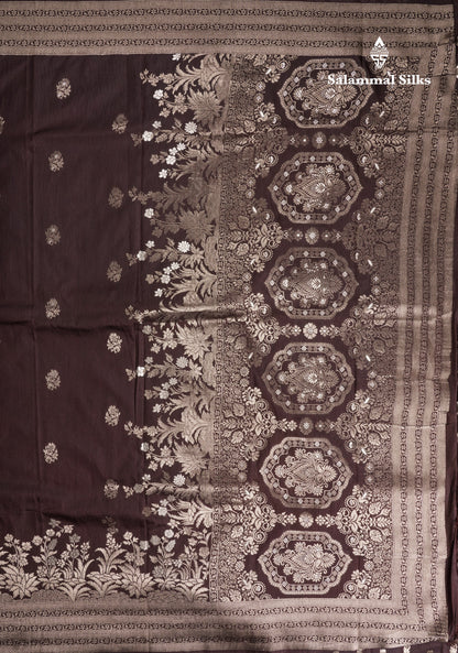 Brown Semi Raw Silk Saree With Fancy Self Border
