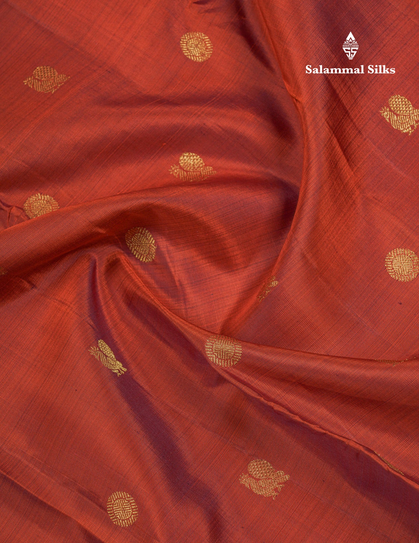 Beautiful Rust Orange Pure Kanjivaram Silk Saree With Contrast Dark Brown Traditional Long Border