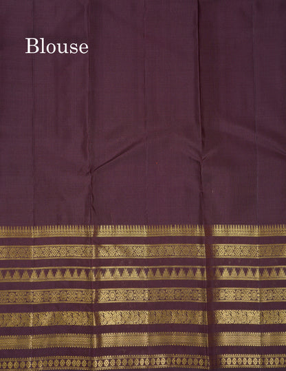 Beautiful Rust Orange Pure Kanjivaram Silk Saree With Contrast Dark Brown Traditional Long Border