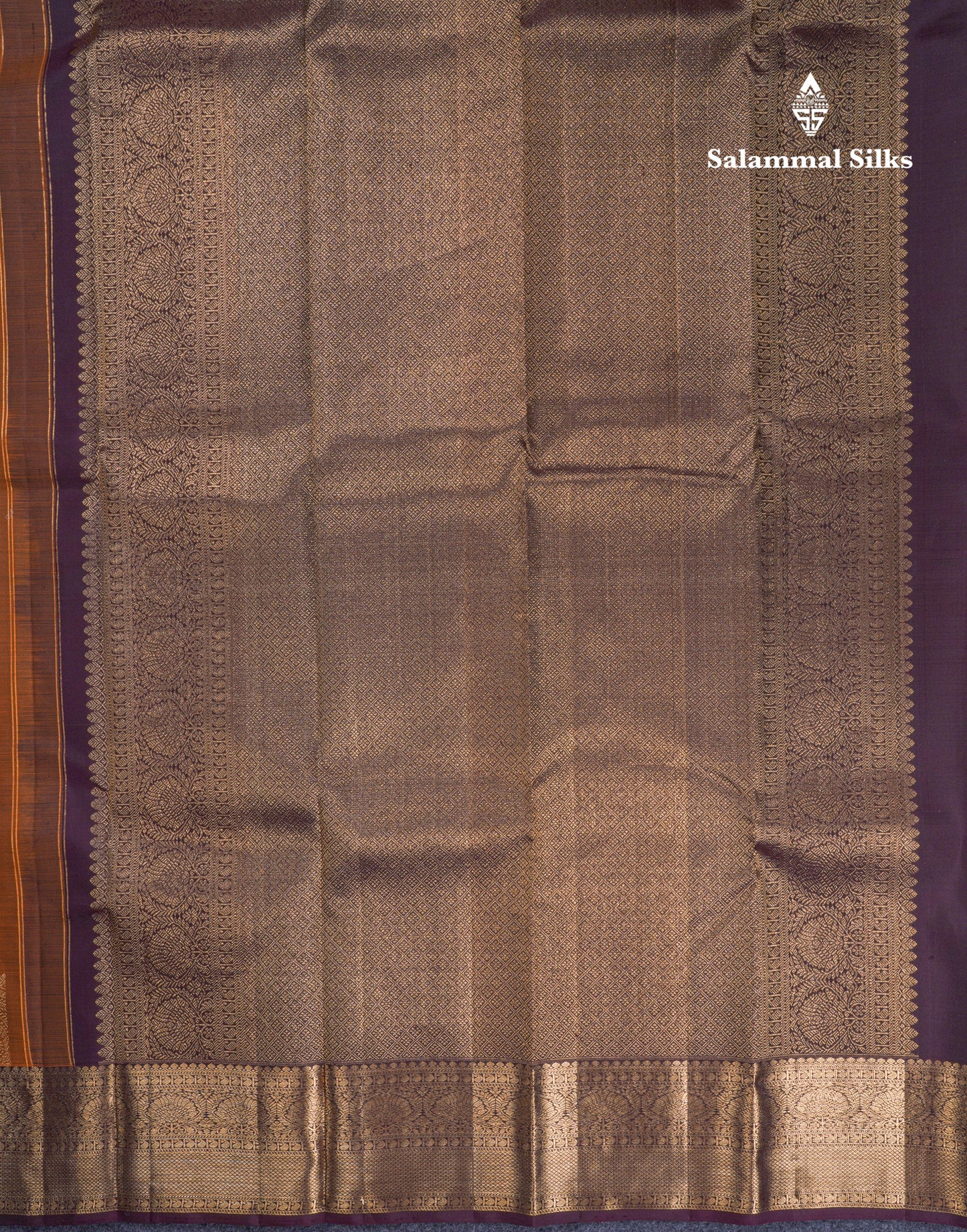 Beautiful Rust Orange Pure Kanjivaram Silk Saree With Contrast Dark Brown Traditional & Turning Border