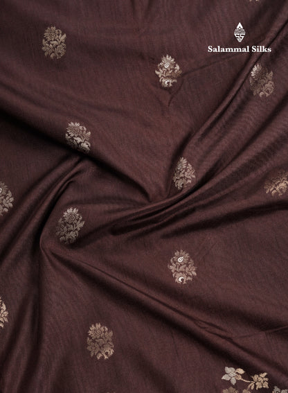 Brown Semi Raw Silk Saree With Fancy Self Border