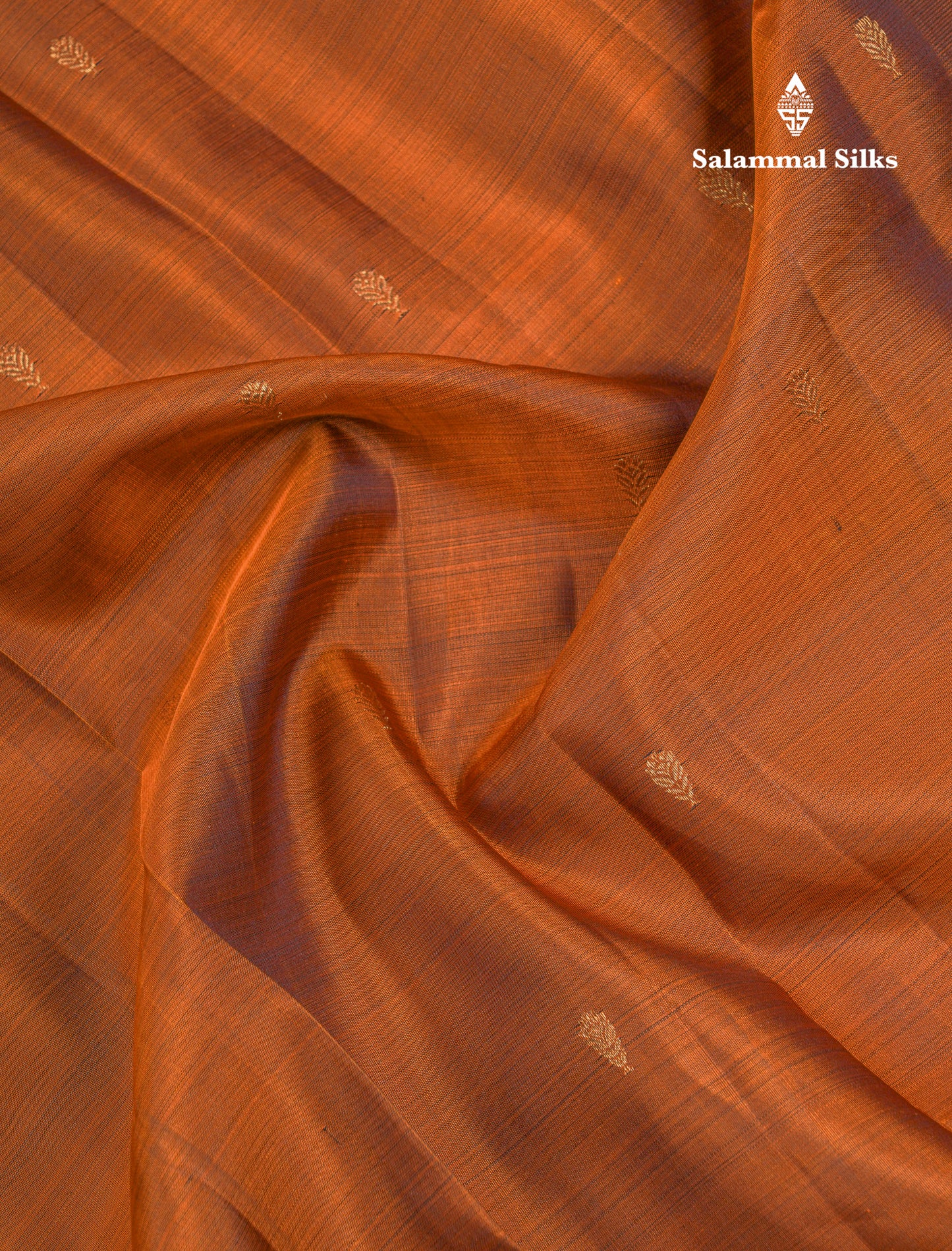 Beautiful Rust Orange Pure Kanjivaram Silk Saree With Contrast Dark Brown Traditional & Turning Border
