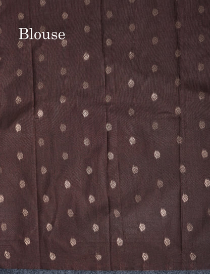 Brown Semi Raw Silk Saree With Fancy Self Border