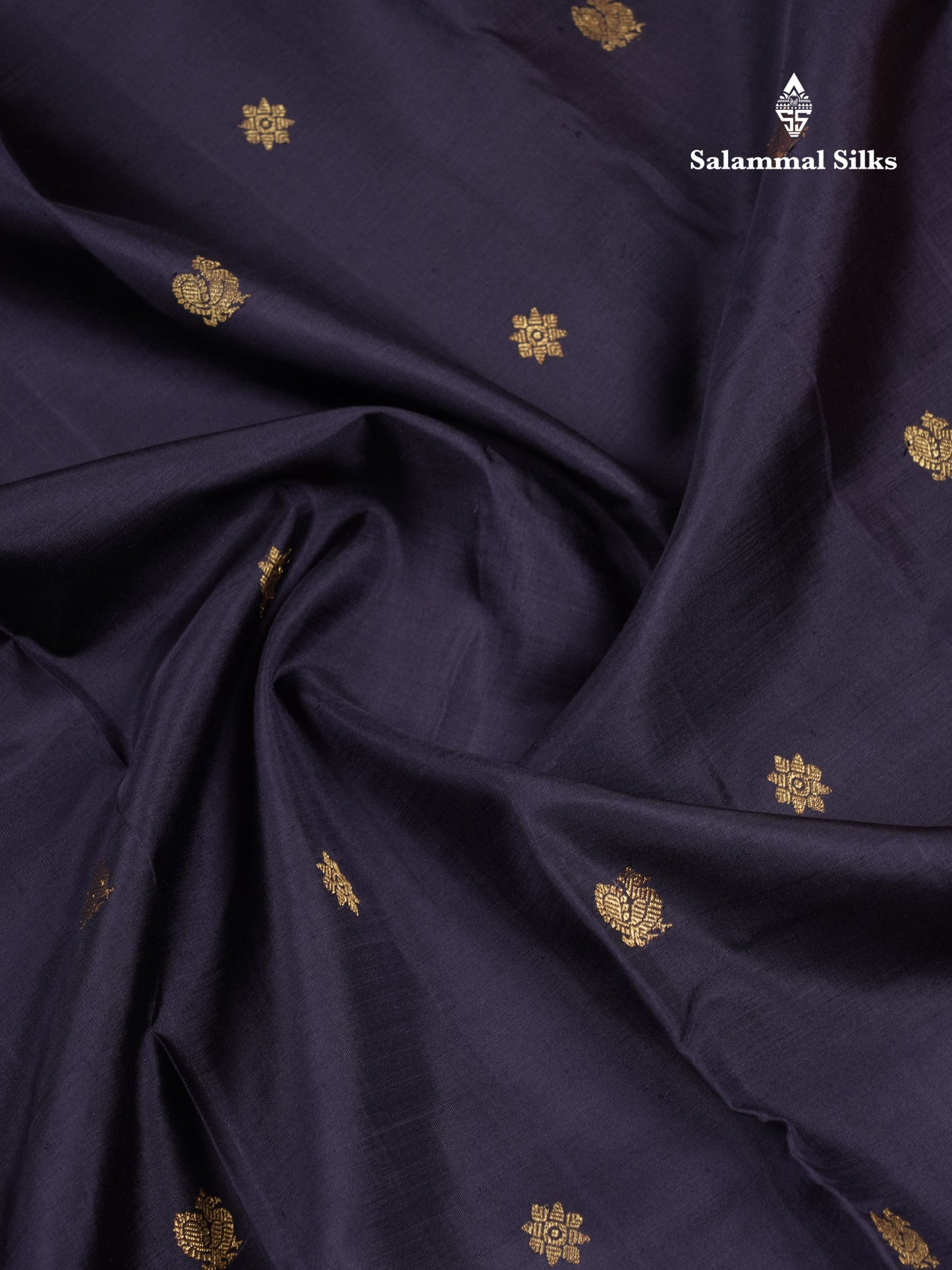 Korvai Beautiful Black Pure Kanjivaram Silk Saree With Contrast Orange Traditional Border