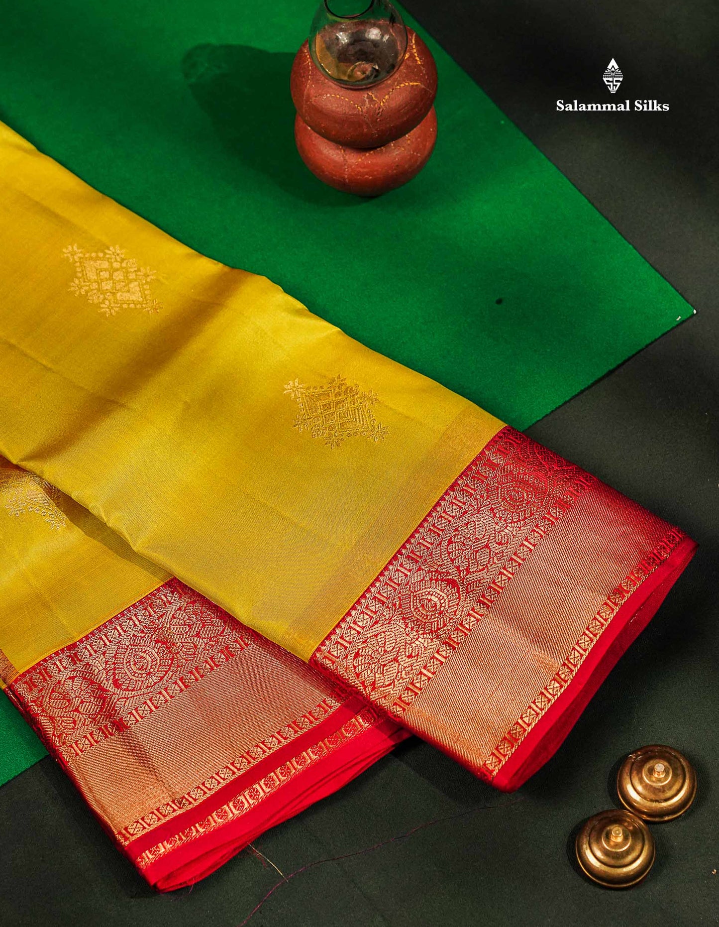 Beautiful Half White Zari Butta PureMix Silk Saree With Contrast Red Traditional Border