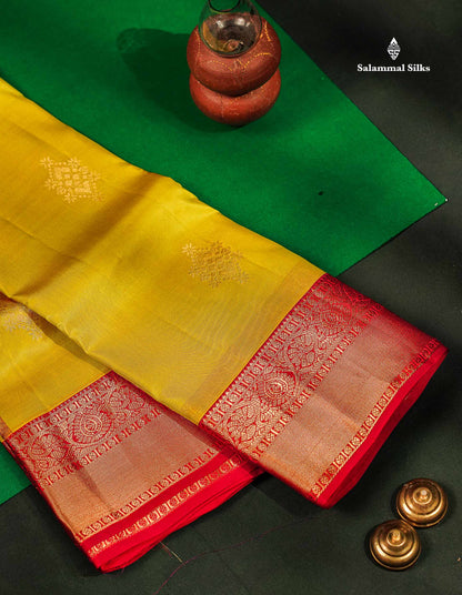 Beautiful Half White Zari Butta PureMix Silk Saree With Contrast Red Traditional Border