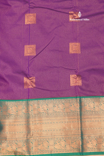 Violet Colour Zari Lines Semi Silk Saree With Saffire Green Border