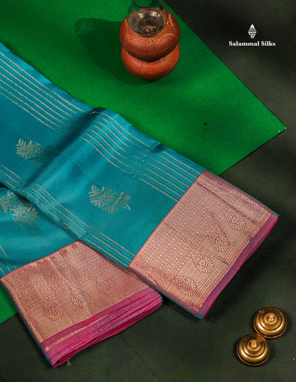 Beautiful Mango Yellow Zari Lines With Butta PureMix Silk Saree With Contrast Pink Traditional Border