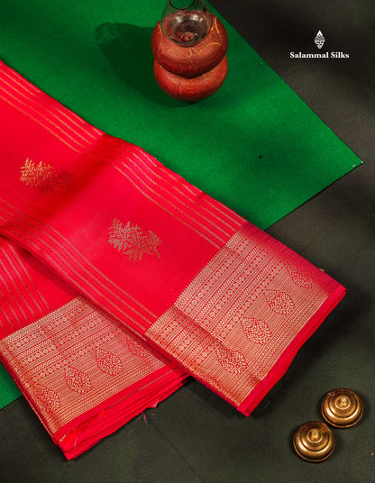 Beautiful Mango Yellow Zari Lines With Butta PureMix Silk Saree With Contrast Pink Traditional Border