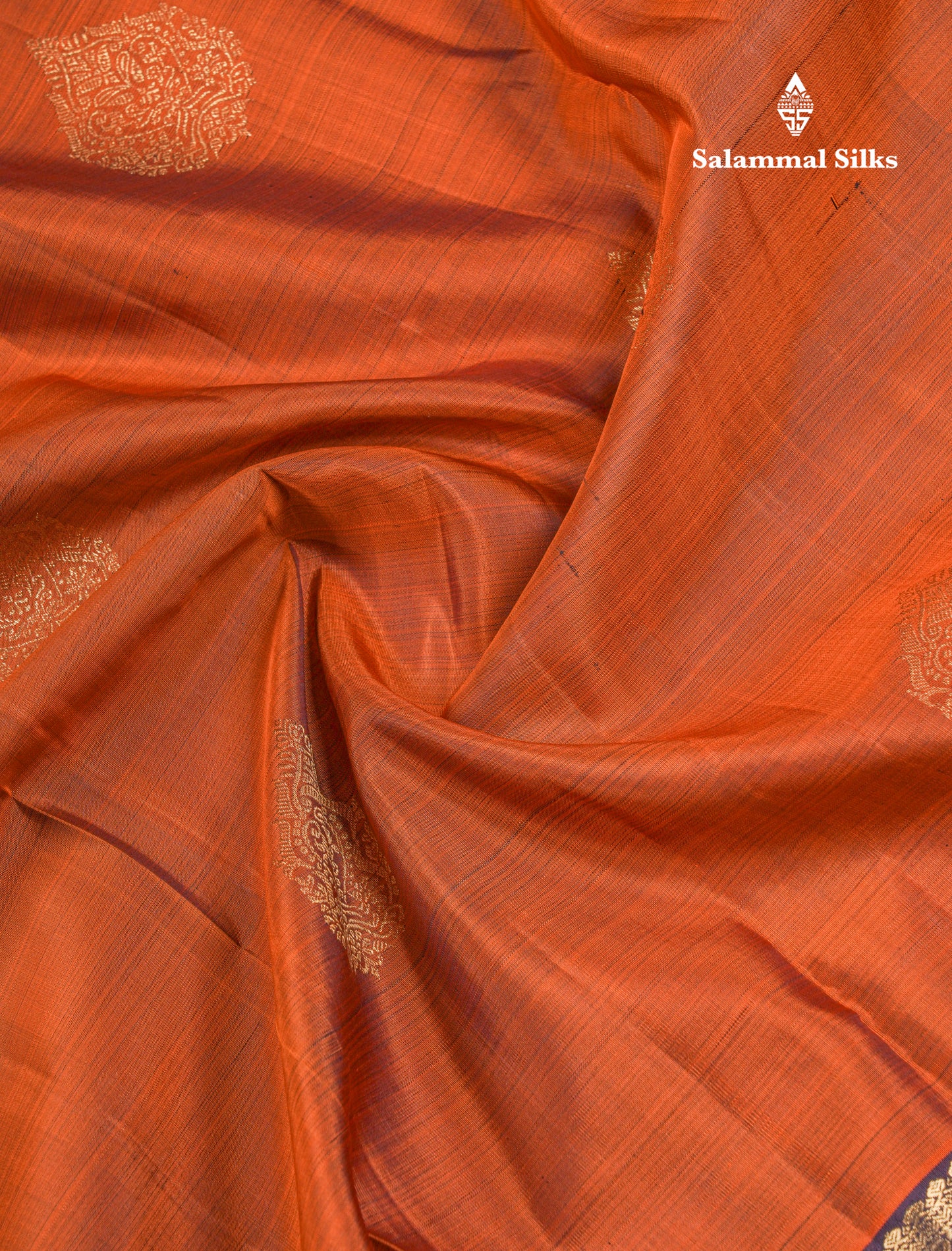 Beautiful Rust Orange Pure Kanjivaram Silk Saree With Contrast Dark Brown Traditional Evening Morning Border