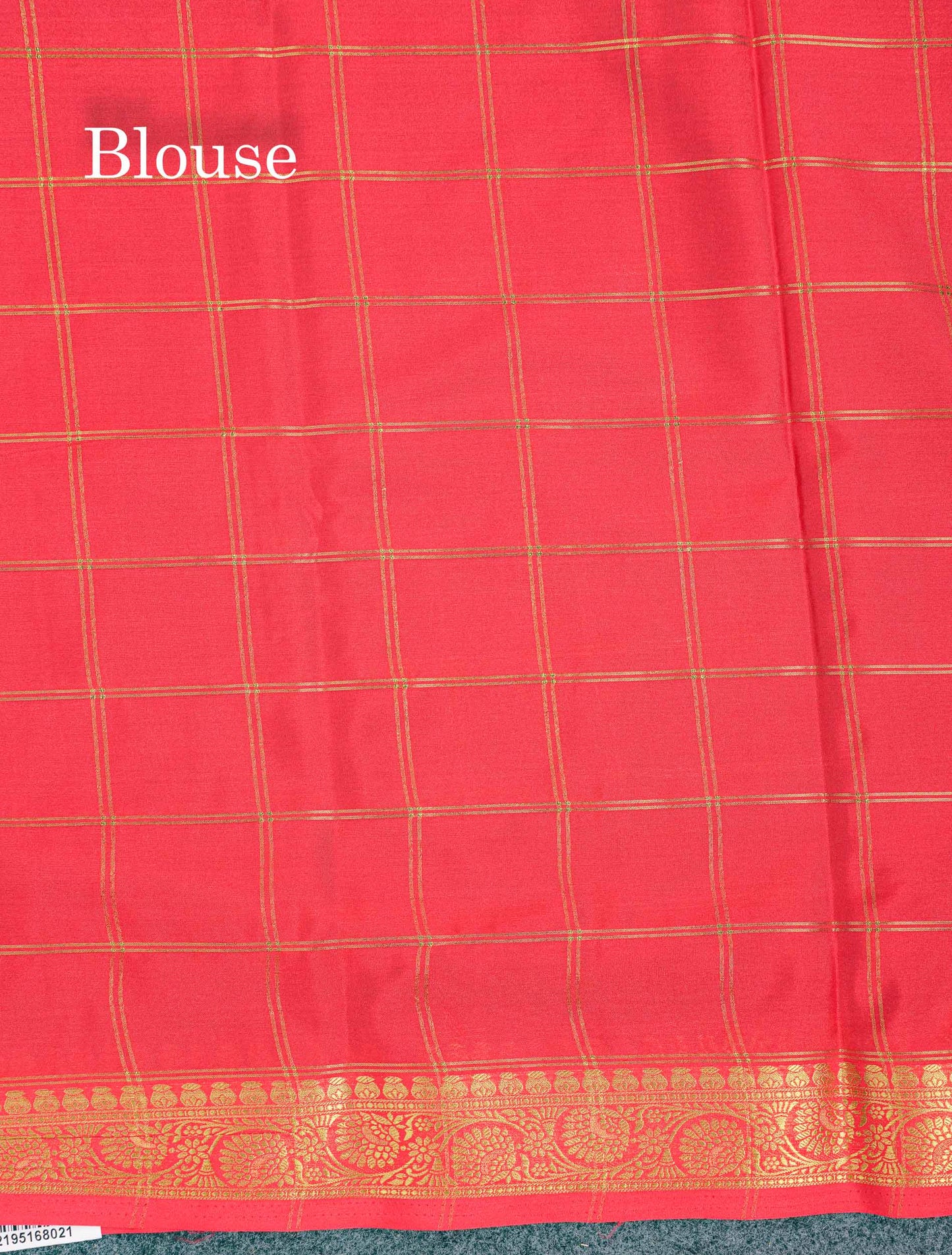 Beautiful Chilly Red Zari Checks Semi Mysore Silk Saree With Contrast Green Small Traditional Border