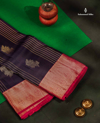 Beautiful Mango Yellow Zari Lines With Butta PureMix Silk Saree With Contrast Pink Traditional Border