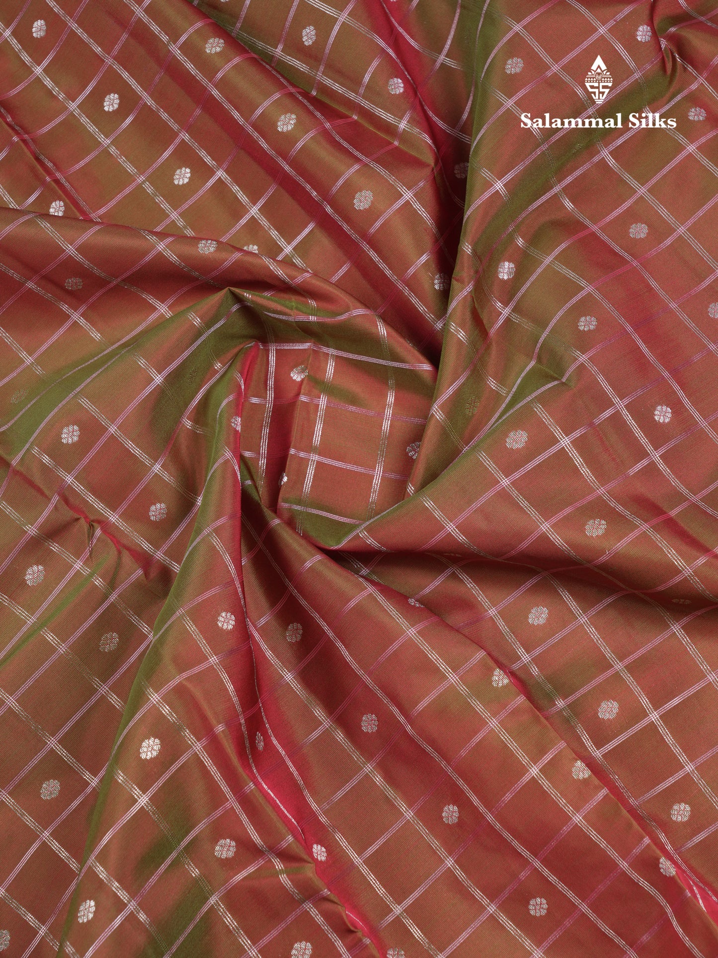 Beautiful Magenta Checks With Butta Puremix Silk Saree With Traditional Gap Border
