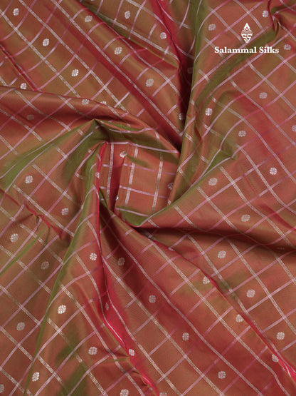 Beautiful Magenta Checks With Butta Puremix Silk Saree With Traditional Gap Border