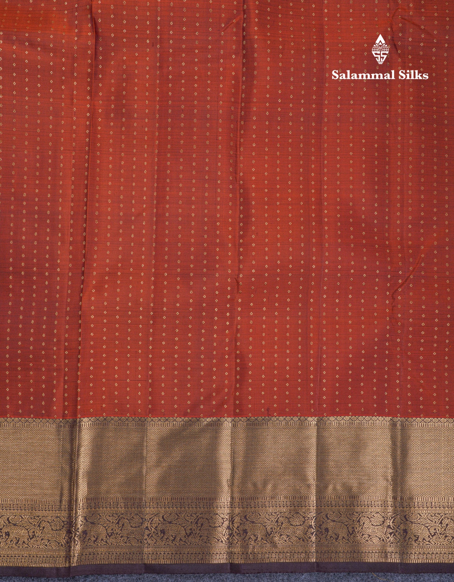 Beautiful Rust Orange Pure Kanjivaram Silk Saree With Contrast Dark Brown Traditional Evening Morning Border