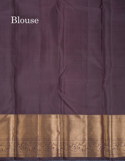 Beautiful Rust Orange Pure Kanjivaram Silk Saree With Contrast Dark Brown Traditional Evening Morning Border