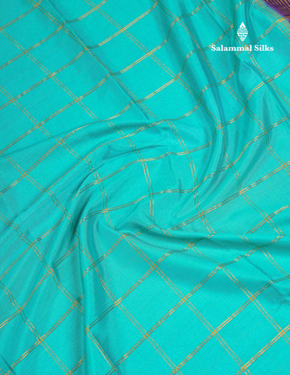 Beautiful Chilly Red Zari Checks Semi Mysore Silk Saree With Contrast Green Small Traditional Border