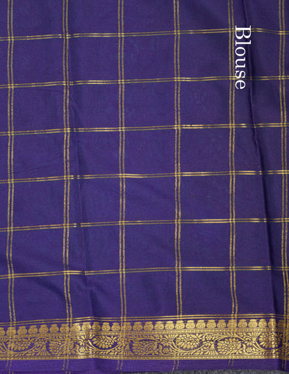 Beautiful Chilly Red Zari Checks Semi Mysore Silk Saree With Contrast Green Small Traditional Border