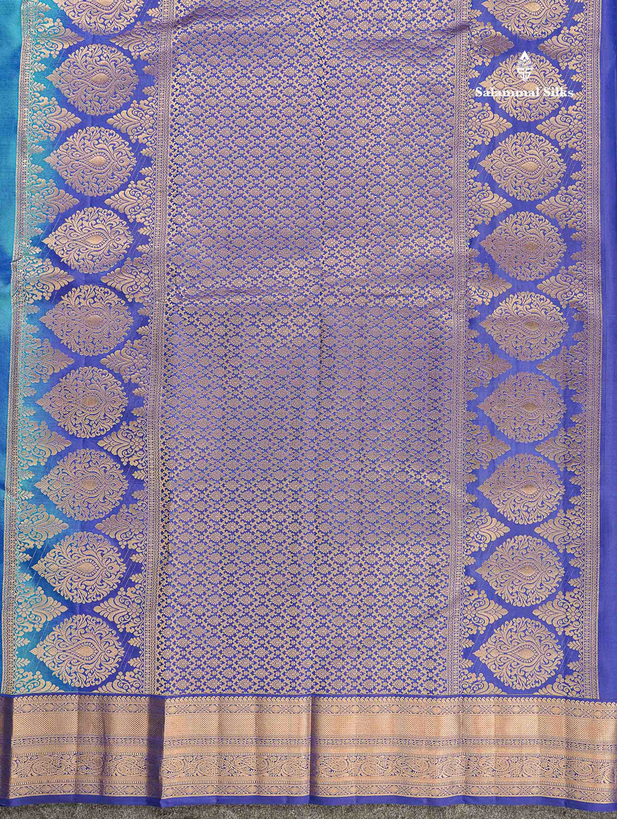 Pure Kanjivaram Silk Saree - Teal Blue Colour Body With Dark Navy Blue Border