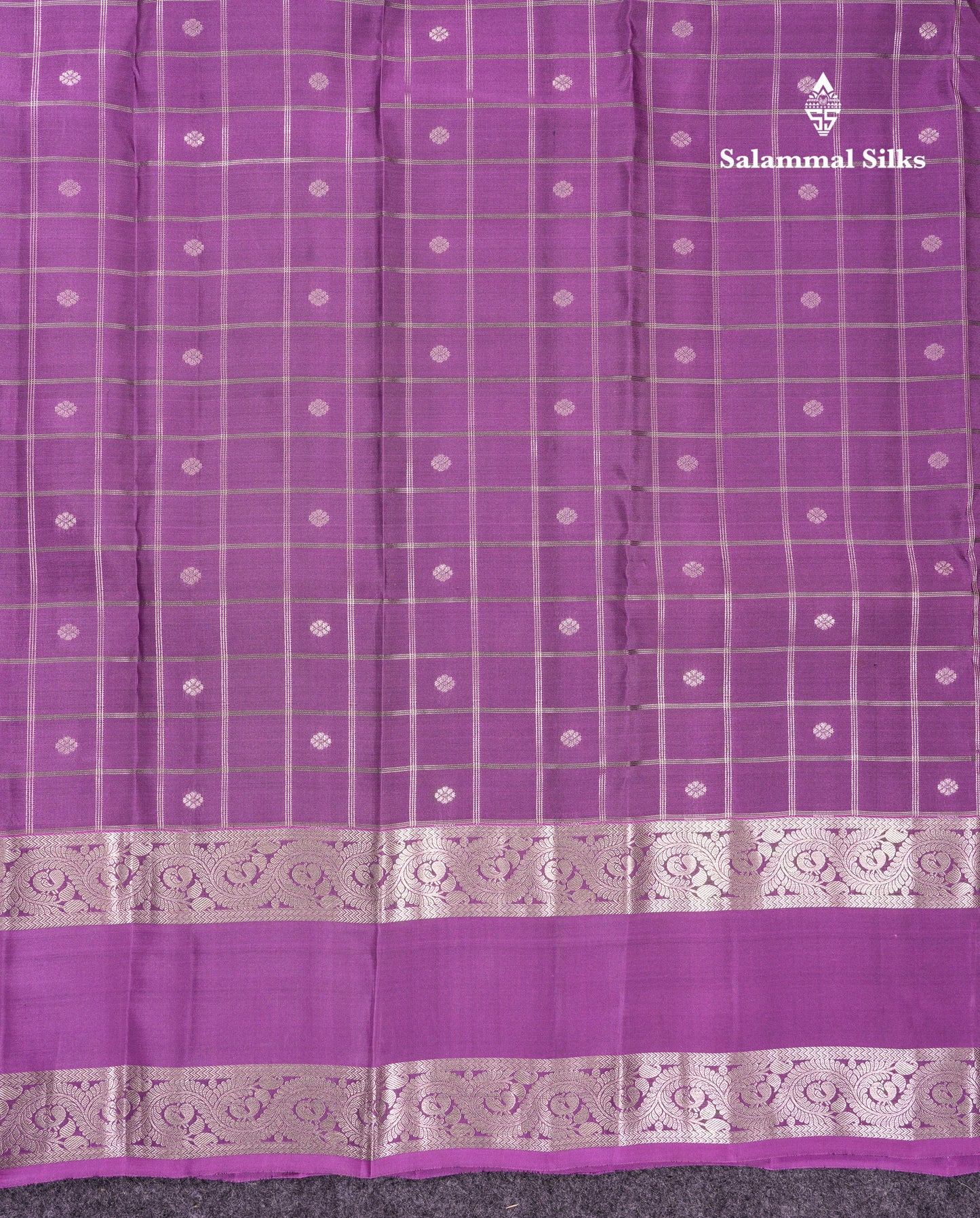 Beautiful Magenta Checks With Butta Puremix Silk Saree With Traditional Gap Border