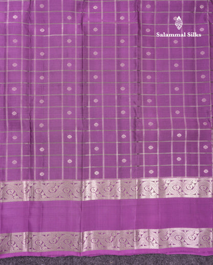 Beautiful Magenta Checks With Butta Puremix Silk Saree With Traditional Gap Border