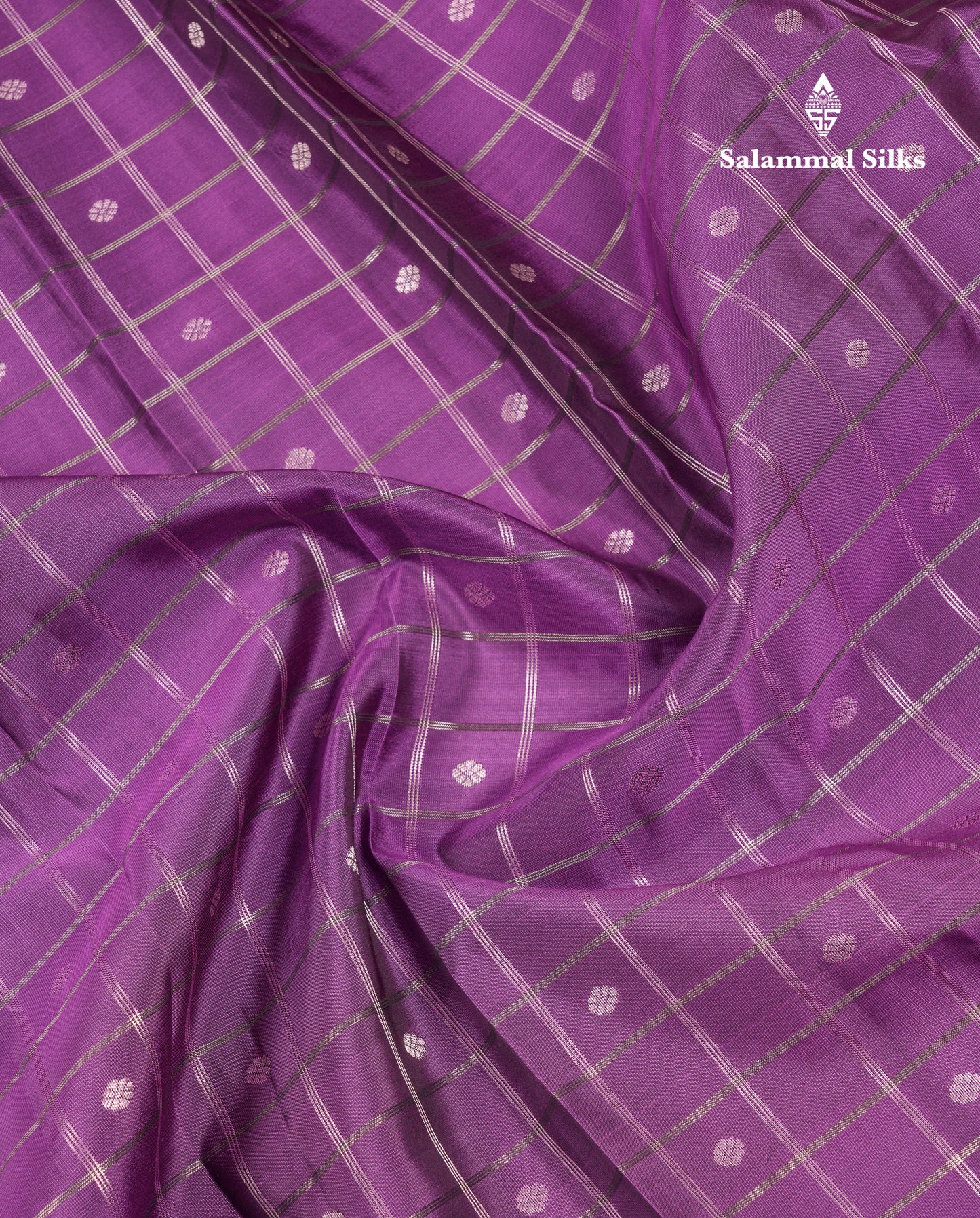 Beautiful Magenta Checks With Butta Puremix Silk Saree With Traditional Gap Border