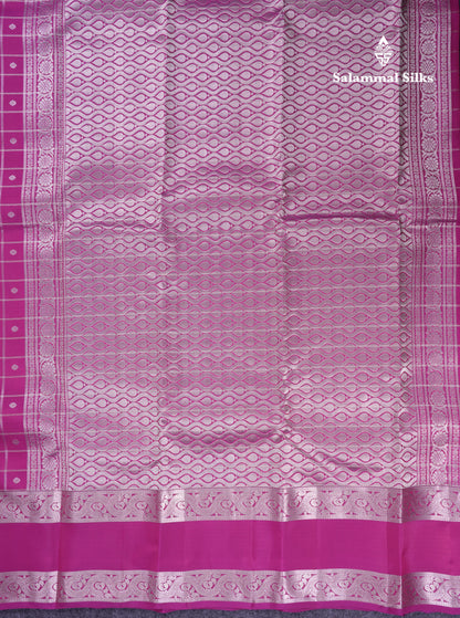 Beautiful Magenta Checks With Butta Puremix Silk Saree With Traditional Gap Border
