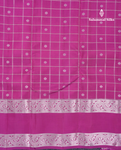 Beautiful Magenta Checks With Butta Puremix Silk Saree With Traditional Gap Border