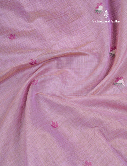 Beautiful Light Lavender Thread Work Butta Cotton Mix Saree With Contrast Dual Tone Maroon Blouse