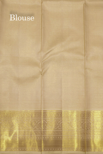 Korvai Vairaoosi Red Colour Pure Kanjivaram Silk Saree With Cream Border