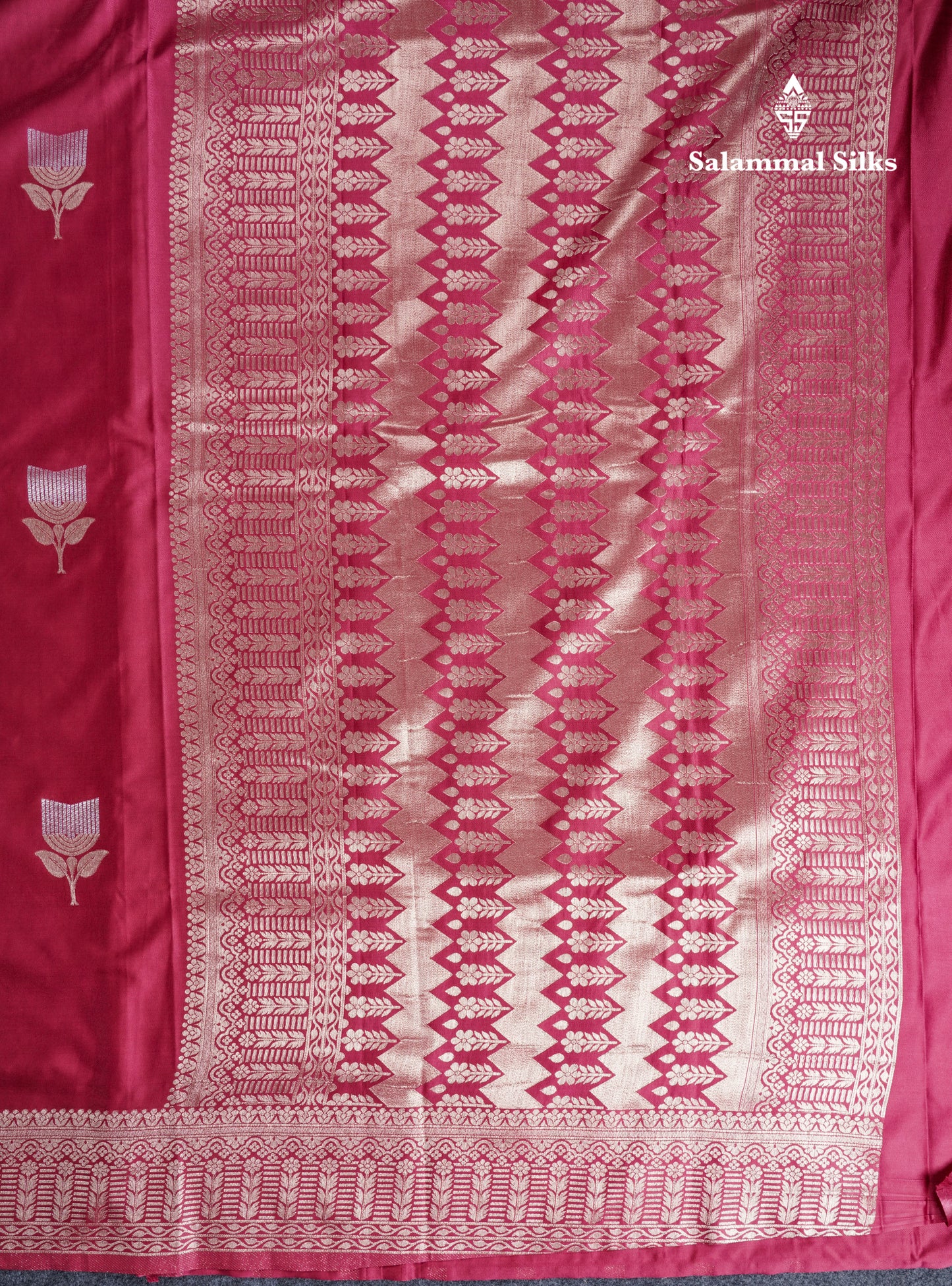 Beautiful Magenta Russian Silk Saree With Fancy Self Border