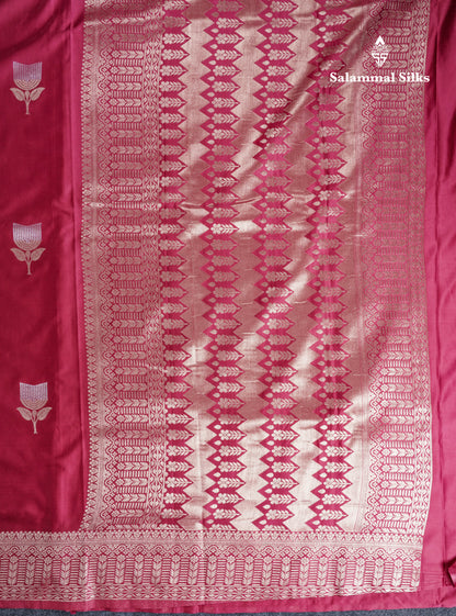 Beautiful Magenta Russian Silk Saree With Fancy Self Border