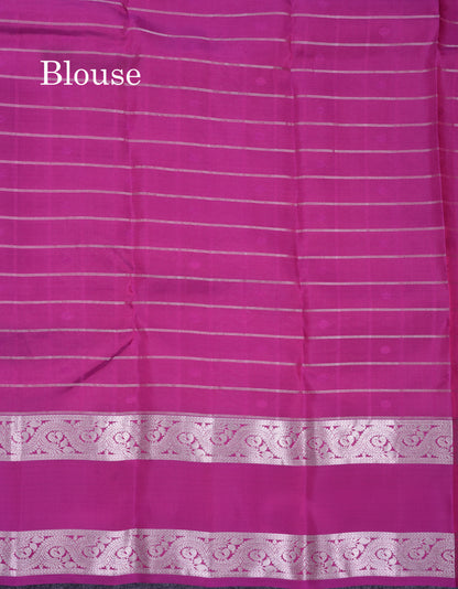 Beautiful Magenta Checks With Butta Puremix Silk Saree With Traditional Gap Border