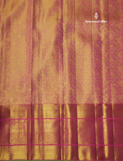 Light Pink Tissue Bridal Pure Kanjivaram Silk Saree With Traditional Border