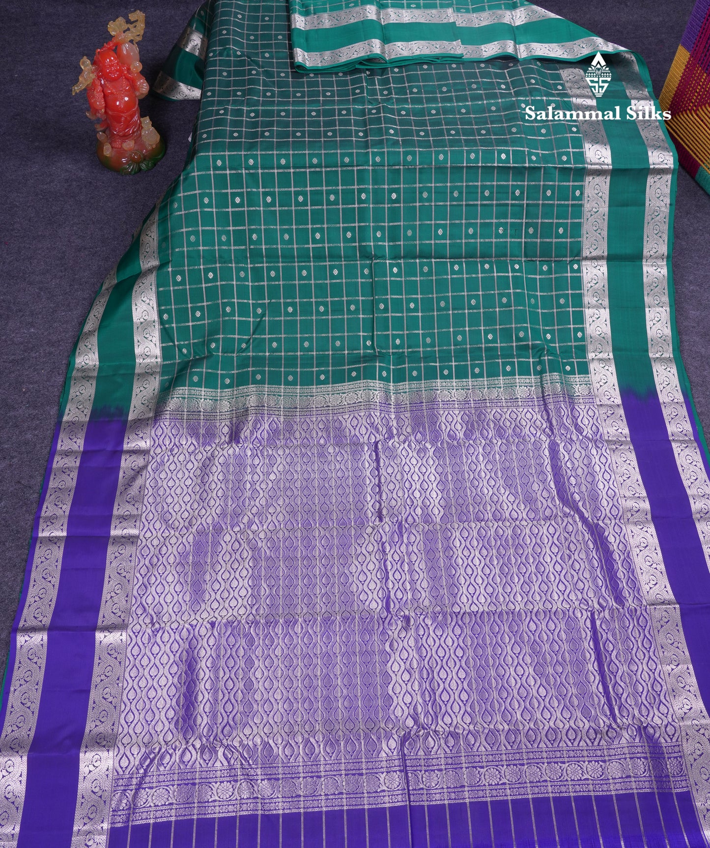 Beautiful Magenta Checks With Butta Puremix Silk Saree With Traditional Gap Border