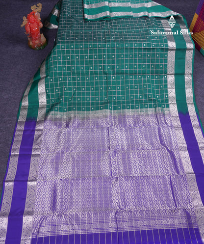 Beautiful Magenta Checks With Butta Puremix Silk Saree With Traditional Gap Border