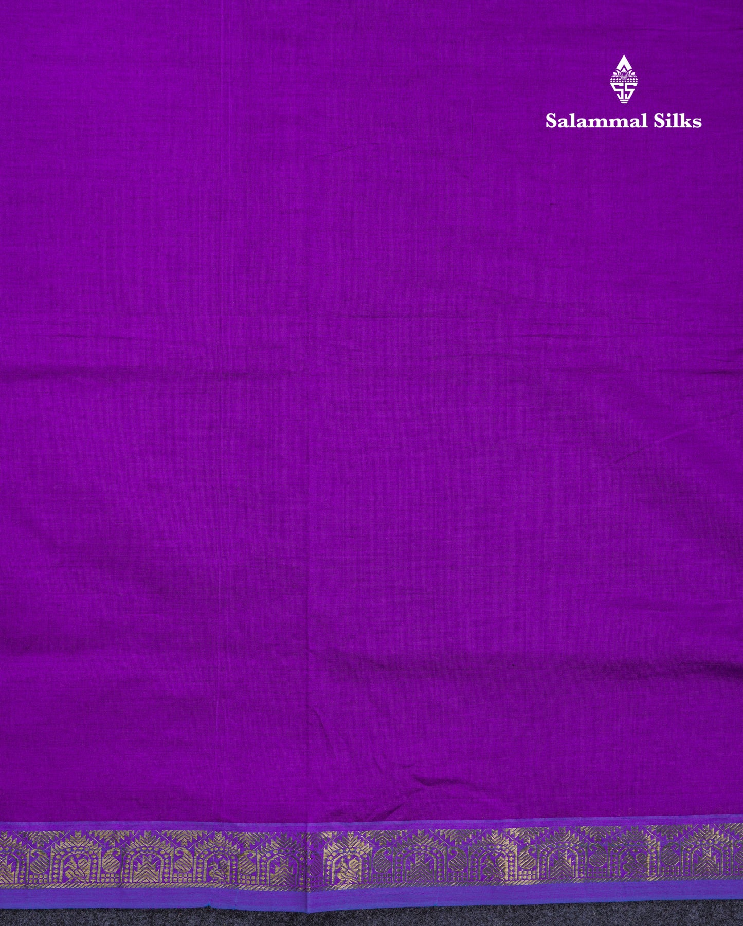 Beautiful Purple Plain Semi Silk Cotton Saree With Contrast Blue Blouse