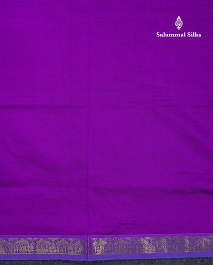 Beautiful Purple Plain Semi Silk Cotton Saree With Contrast Blue Blouse