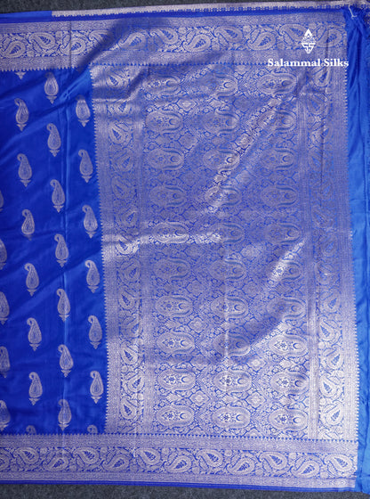 Beautiful Royal Blue Russian Silk Saree With Fancy Self Border