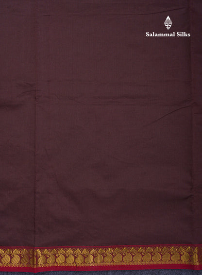 Beautiful Dark Brown Semi Silk Cotton Saree With Contrast Rani Pink Blouse