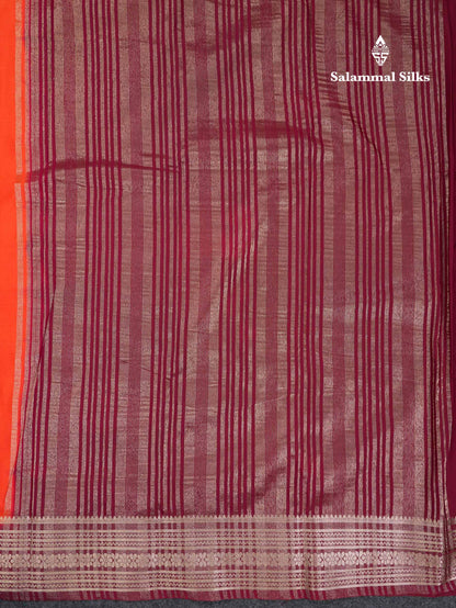 Beautiful Navy Blue Plain Semi Mysore Silk Saree With Contrast Pink Traditional Border