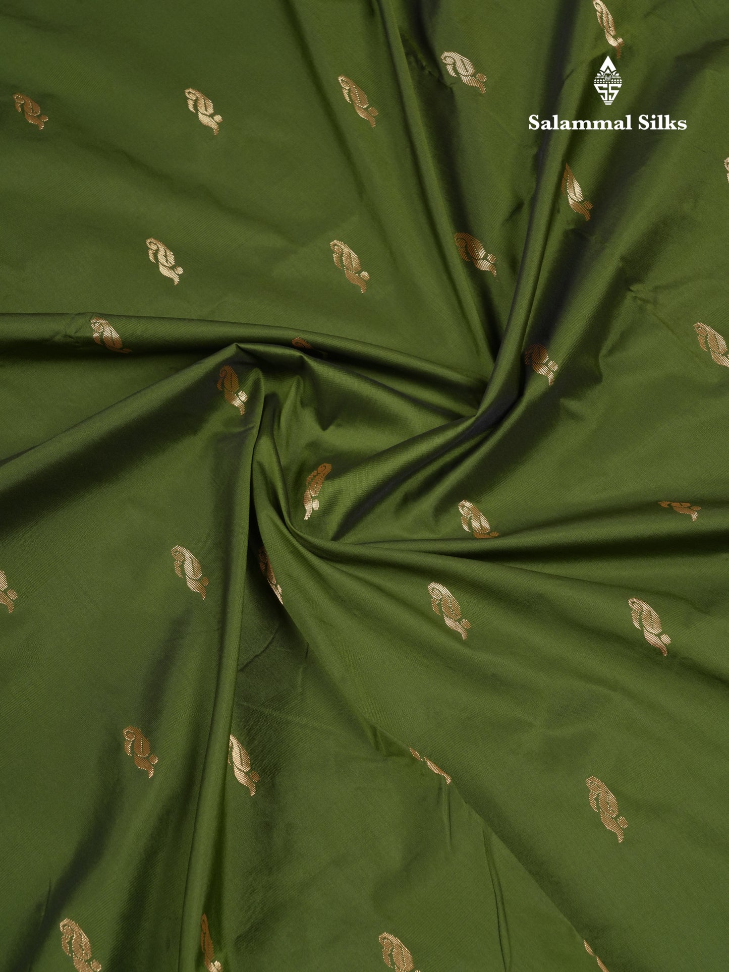 9.5 Yards Semi Silk Saree Army Green with Contrast Pink Traditional Rettapet Border